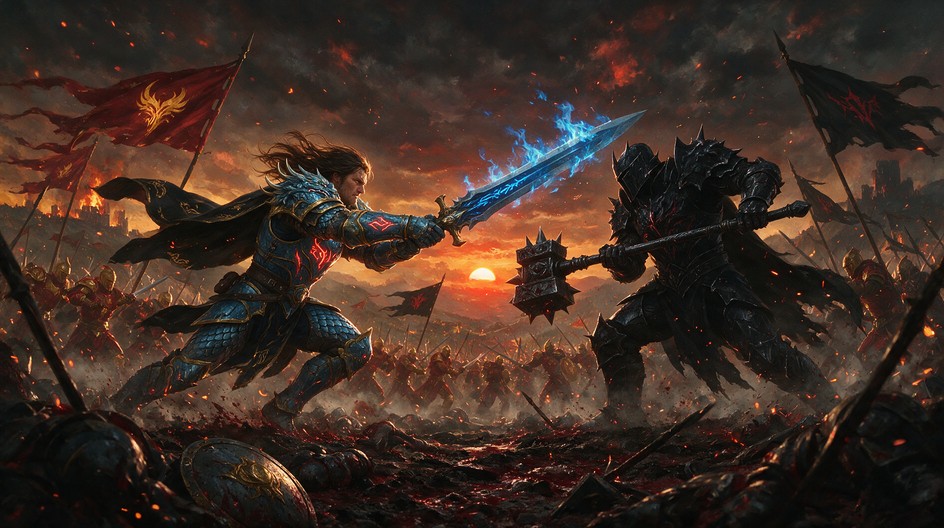 Download Crimson Armor Duel Image - Fantasy, Warrior, Knight | StockCake