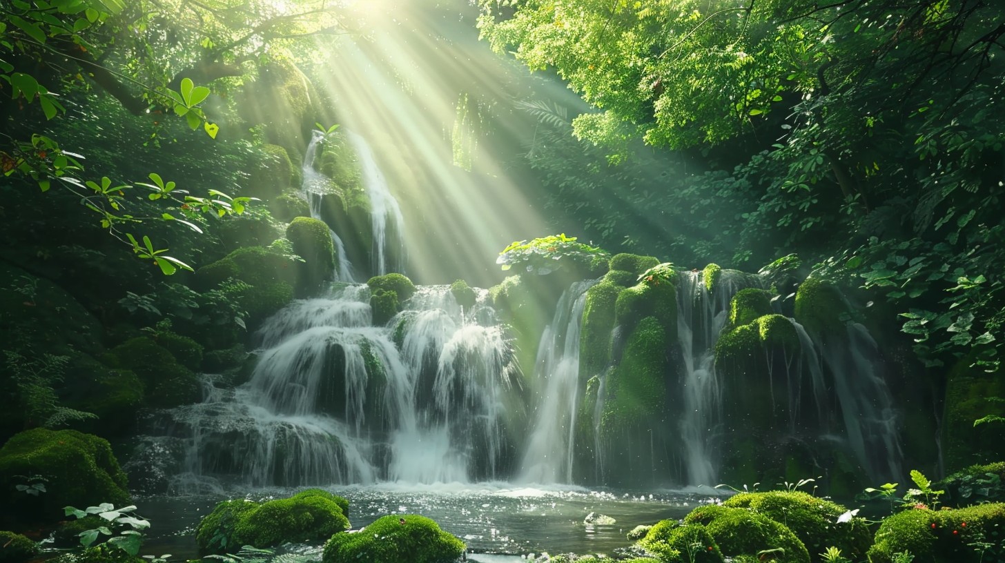 Free Enchanted Forest Waterfall Image - Waterfall, Forest, Sunlight ...