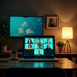 Free Virtual Meeting Glow Image - Workspace, Videoconference, Laptop ...