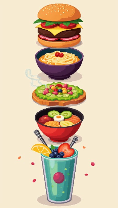 Free Pixelated Food Tower Image - Pixel, Burger, Tower | Download at ...