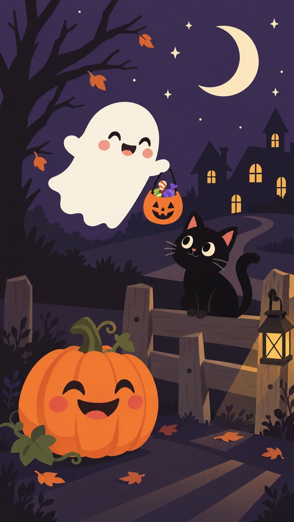 Download Cute Halloween Night Image - Halloween, Illustration, Vector ...