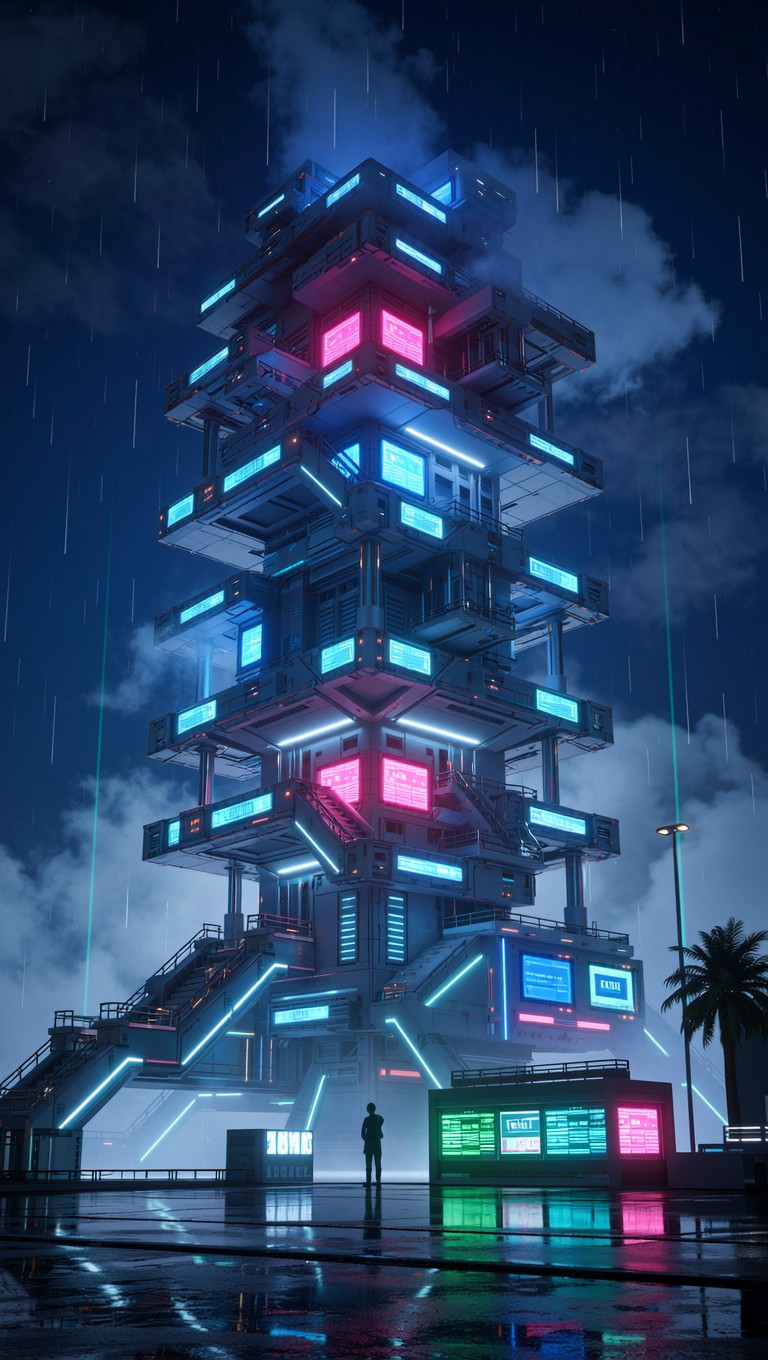 Free Neon Cyberpunk Tower Photo - Cyberpunk, Neon, Futuristic ...