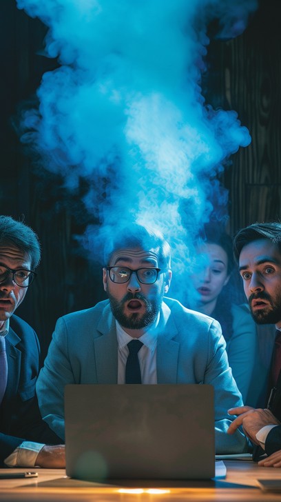 Free Shocked Business Team Image - Office, Computer, Smoke | Download ...