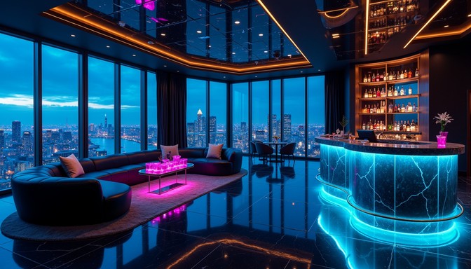 Curated visual reference: Free Futuristic Skyline Lounge Image Photo Inspiration