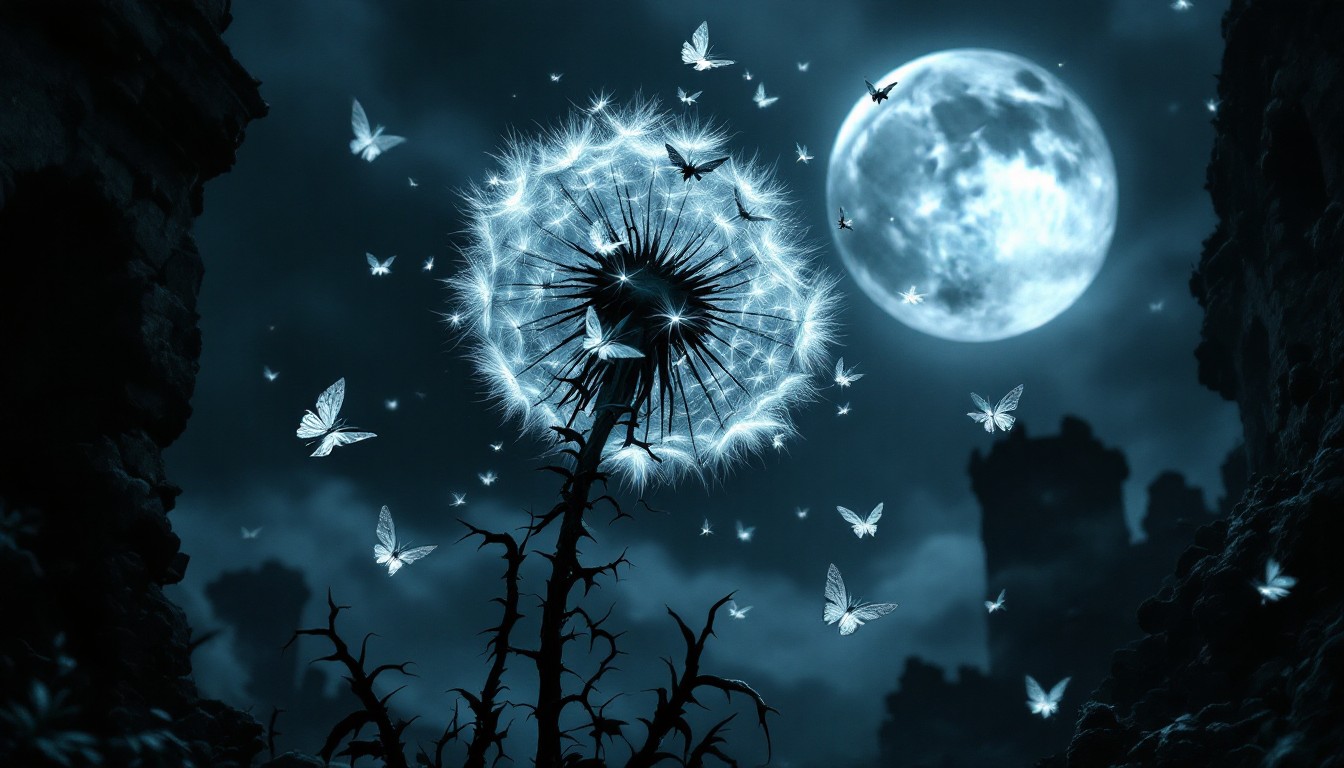 Free Moonlit Moth Dance Image - Moths, Moon, Dandelion | Download at ...