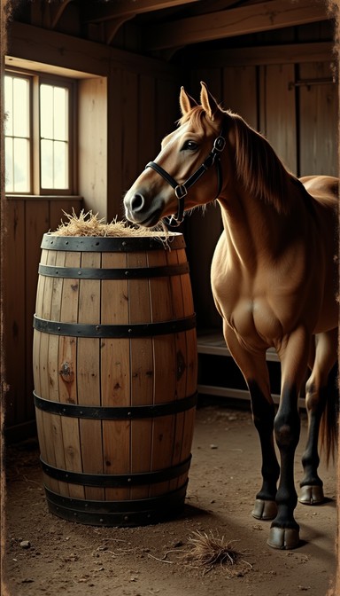 Free Rustic Equine Moment Image - Horse, Barrel, Barn | Download at ...