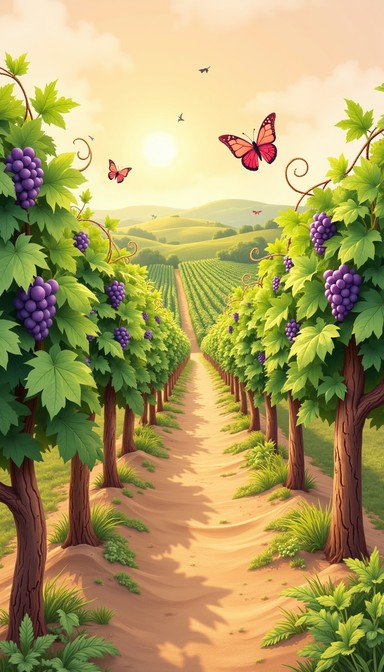 Free Enchanted Vineyard Path Image - Vineyard, Whimsical, Butterflies ...