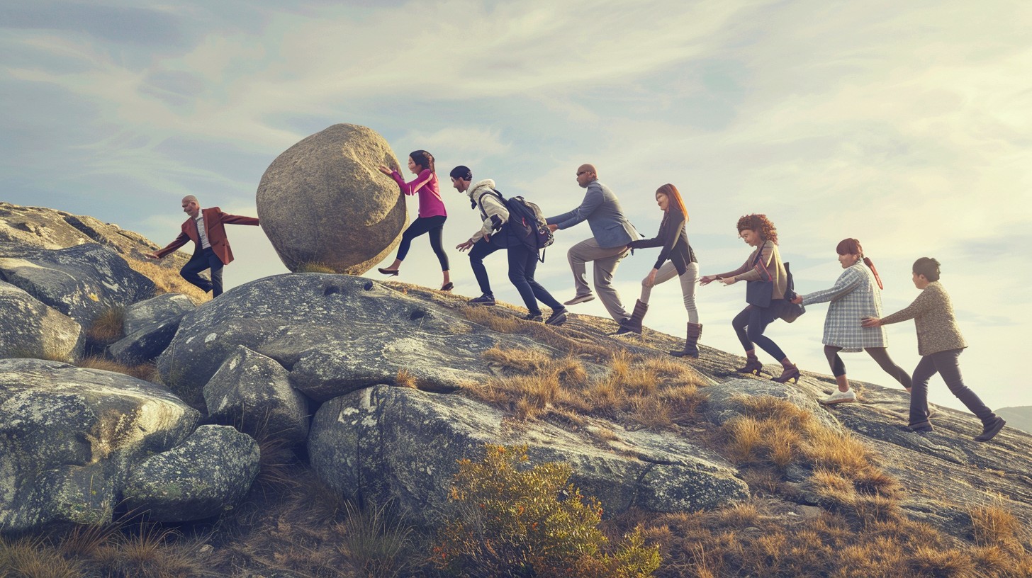 Dramatic Teamwork Image Free Teamwork Moves Mountains Image - Teamwork, Determination ...