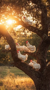 Free Chickens in Tree Image - Chickens, Tree, Sunset | Download at ...
