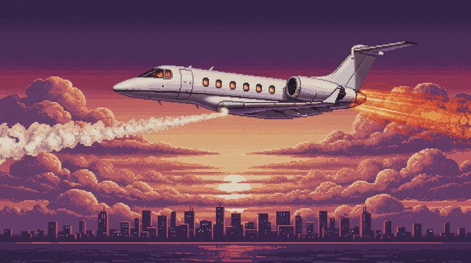Free Sunset Flight Dreams Image - Pixel, Art, Jet | Download at StockCake