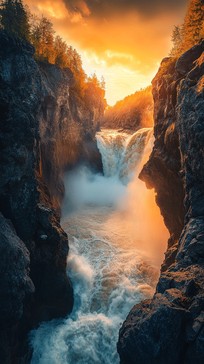Free Sunset Cascade View Image - Sunset, Waterfall, Nature | Download ...