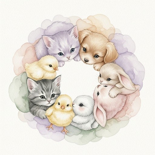 Free Fluffy Friends Circle Image - Watercolor, Kitten, Puppy | Download ...