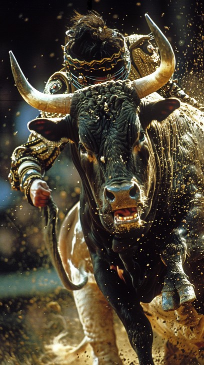 Free Intense Bull Charge Image - Bull, Dust, Arena | Download at StockCake