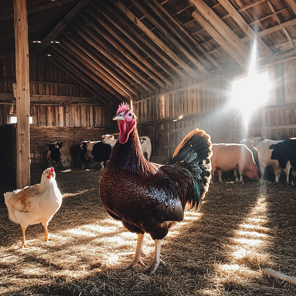 Free Rooster in barn Image - Rooster, Barn, Sunbeam | Download at StockCake