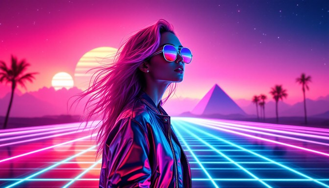Sunset Image Neon Free Neon Sunset Dreams Image - Synthwave, Neon, Sunset | Download at ...