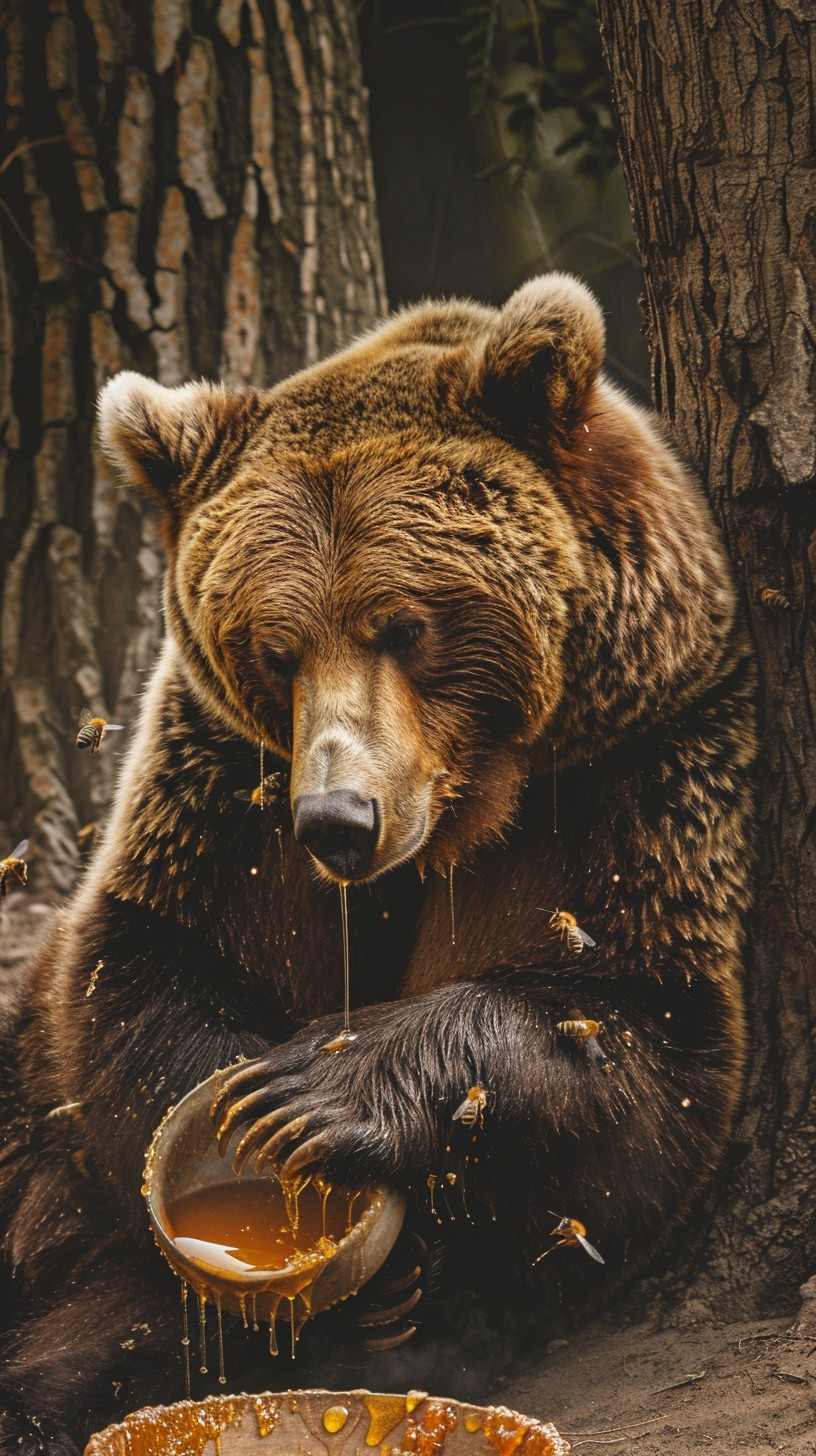 Free Bear Eating Honey Image - Bear, Honey, Eating | Download at StockCake
