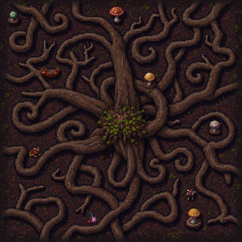 Free Twisted Root Maze Image - Roots, Maze, Pixel | Download at StockCake