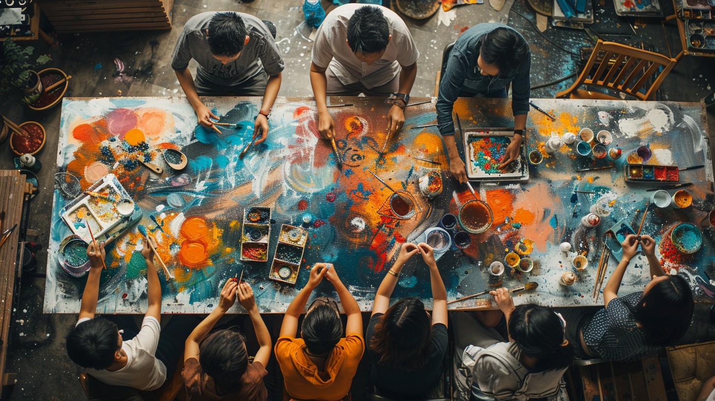 Creating Images Using Multiple People Free Artists Creating Together Image - Art, Creativity, Collaboration ...