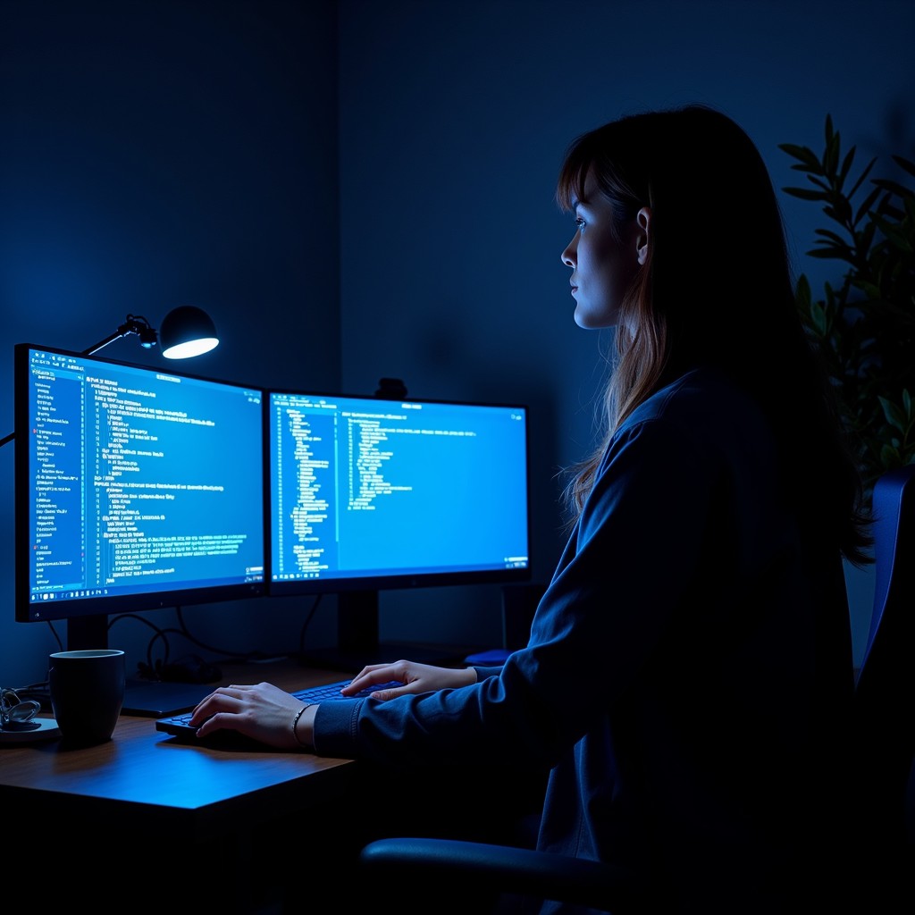 Free Illuminated Tech Focus Image - Programmer, Coder, Developer ...
