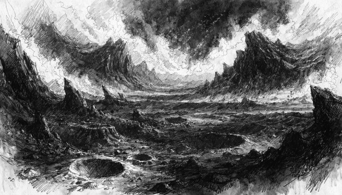 Free Alien Charcoal Landscape Image - Charcoal, Sketch, Drawing ...