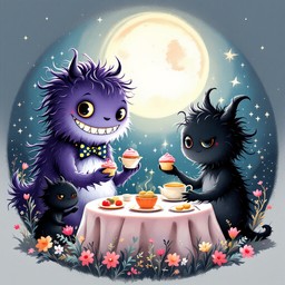 Free Moonlit Monster Tea Image - Whimsical, Monster, Moonlight ...