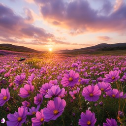 Free Sunset Flower Field Image - Sunset, Flowers, Field | Download at ...