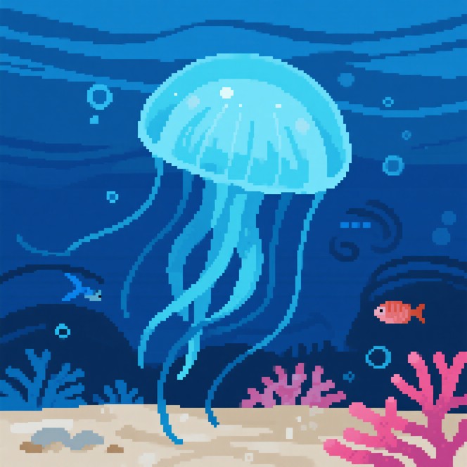 Free Luminous Pixel Jellyfish Image | Download at StockCake