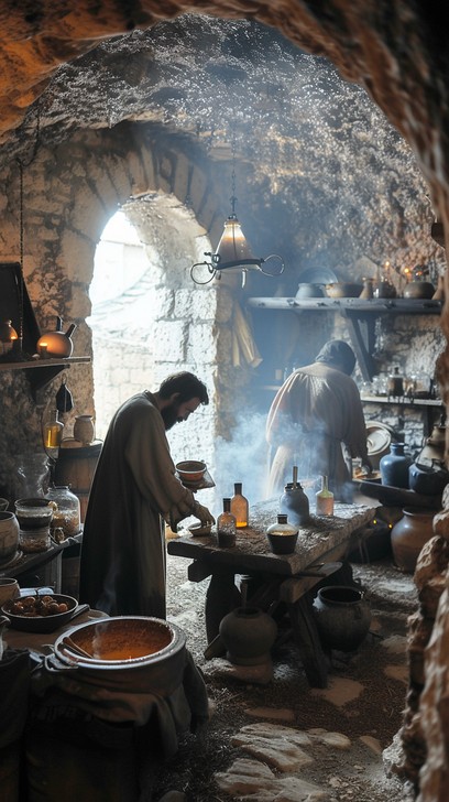 Free Medieval kitchen scene Image - Medieval, Kitchen, Smoke | Download ...