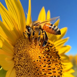 Free Bee on Sunflower Image - Bee, Sunflower, Pollen | Download at ...