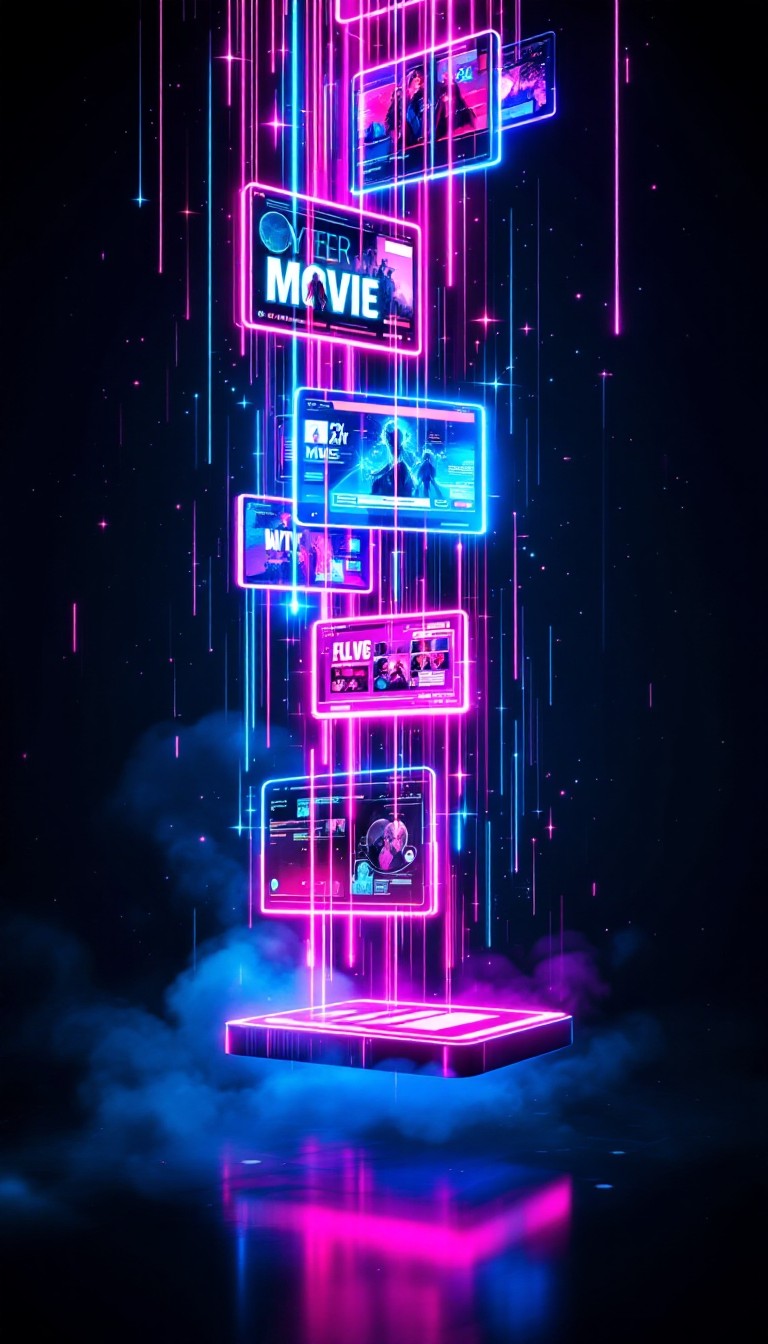 Neon Stream Free Neon Stream Interface Image - Cyberpunk, Neon, Holographic ...