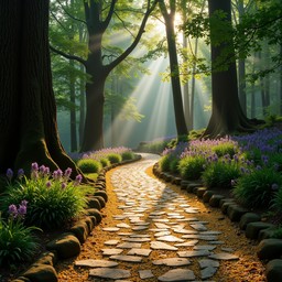 Free Enchanted Forest Path Image - Pathway, Forest, Sunbeams | Download ...