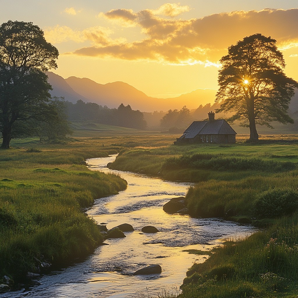 Stream Sunset Free Sunset over stream Image - Sunset, Stream, Cottage | Download at ...