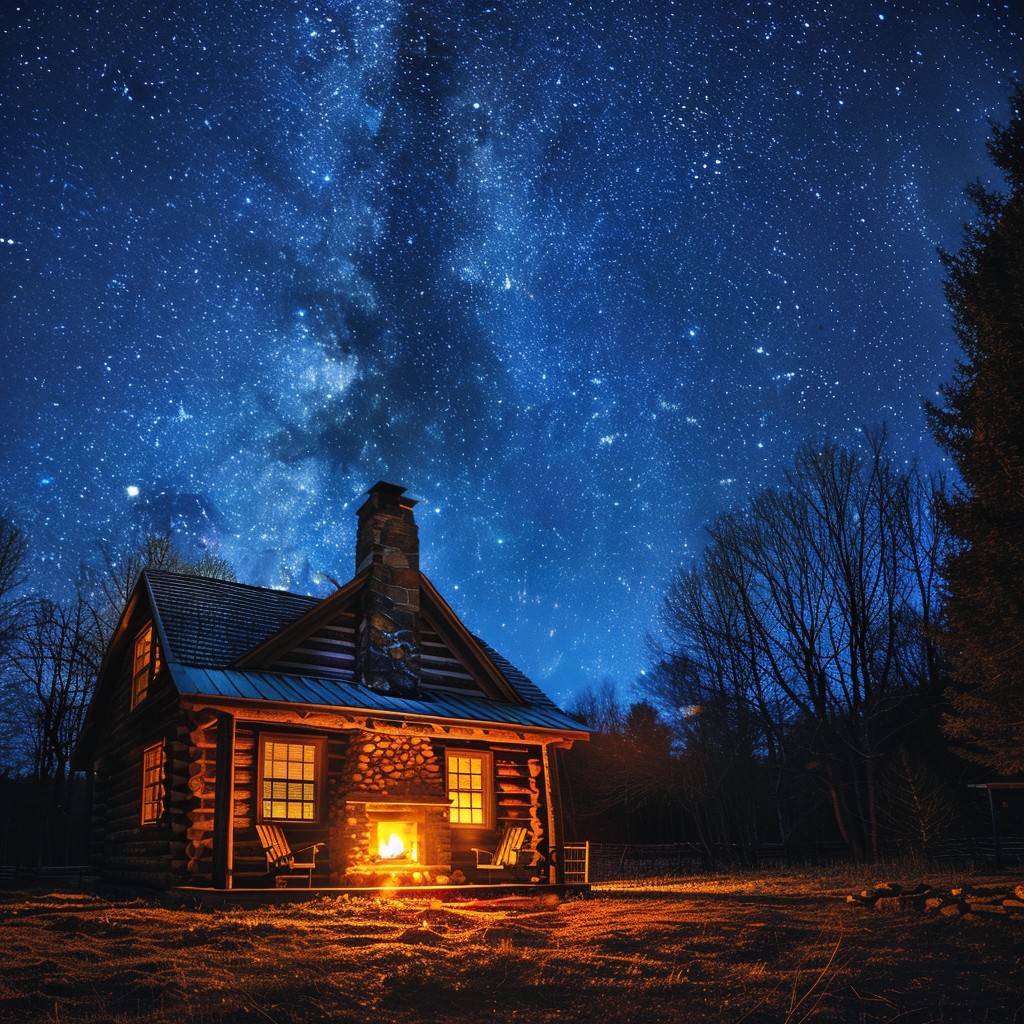 Free Starry Night Cabin Image - Stars, Cabin, Night | Download at StockCake
