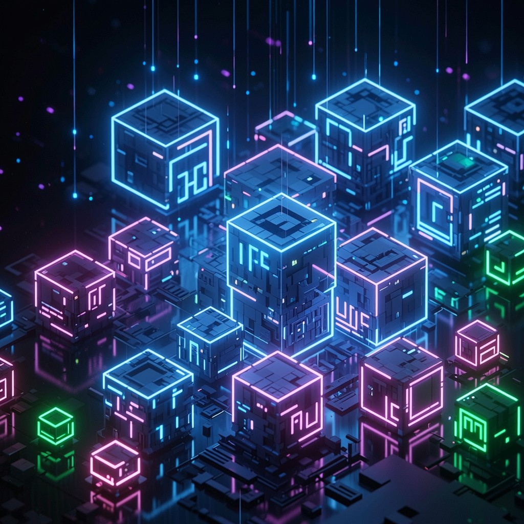 Free Neon Pixel Realm Image - Cyberpunk, Isometric, Neon | Download at ...