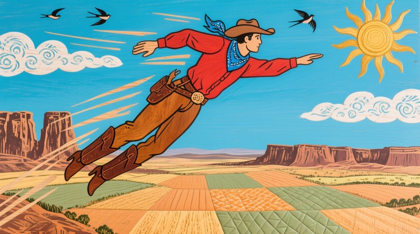 Free Soaring Western Hero Image - Cowboy, Flying, Folkart | Download at ...