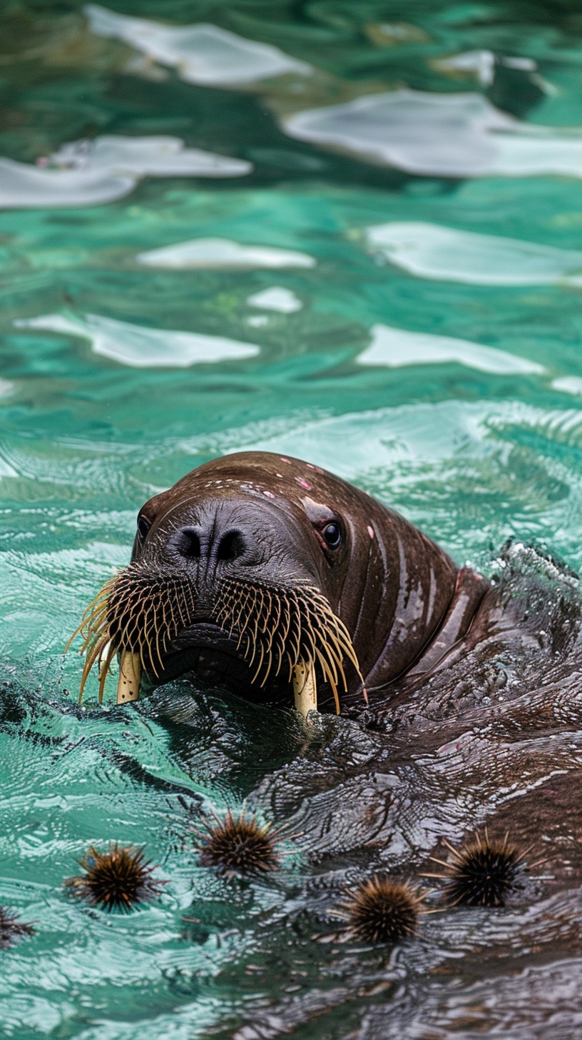 Walrus Splashing Free Swimming Walrus Emerges Image - Walrus, Water, Marine | Download ...