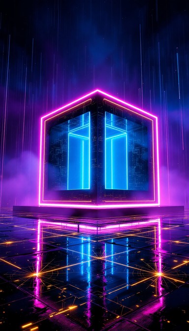 Free Neon Cube Structure Image - Cyberpunk, Neon, Cube | Download at ...