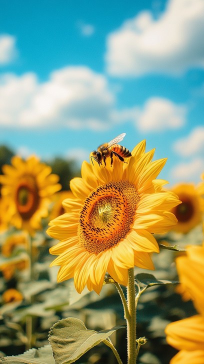 Free Sunflower with Bee Image - Sunflower, Bee, Nature | Download at ...