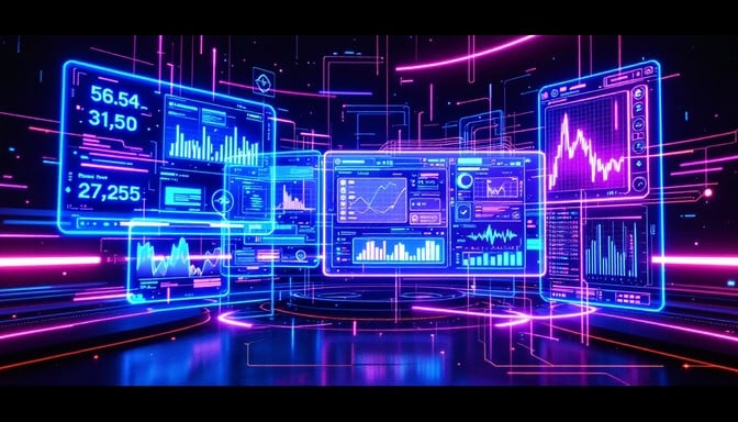 Free Neon Trading Interface Image - Cyberpunk, Holographic, Futuristic ...