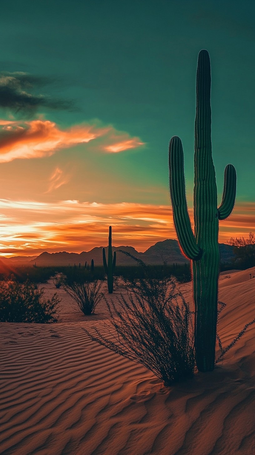 Free Desert Sunset Silhouettes Image - Desert, Sunset, Cactus ...