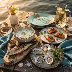 Free Lakeside Seafood Feast Image - Seafood, Lakeside, Picnic ...