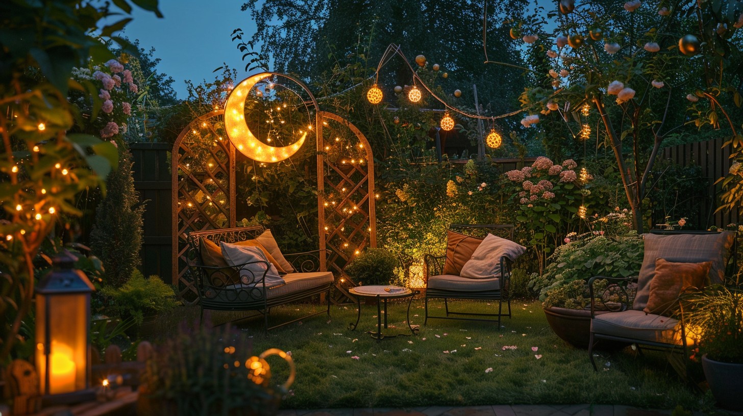 Free Enchanted Garden Evening Image - Garden, Evening, Lights ...