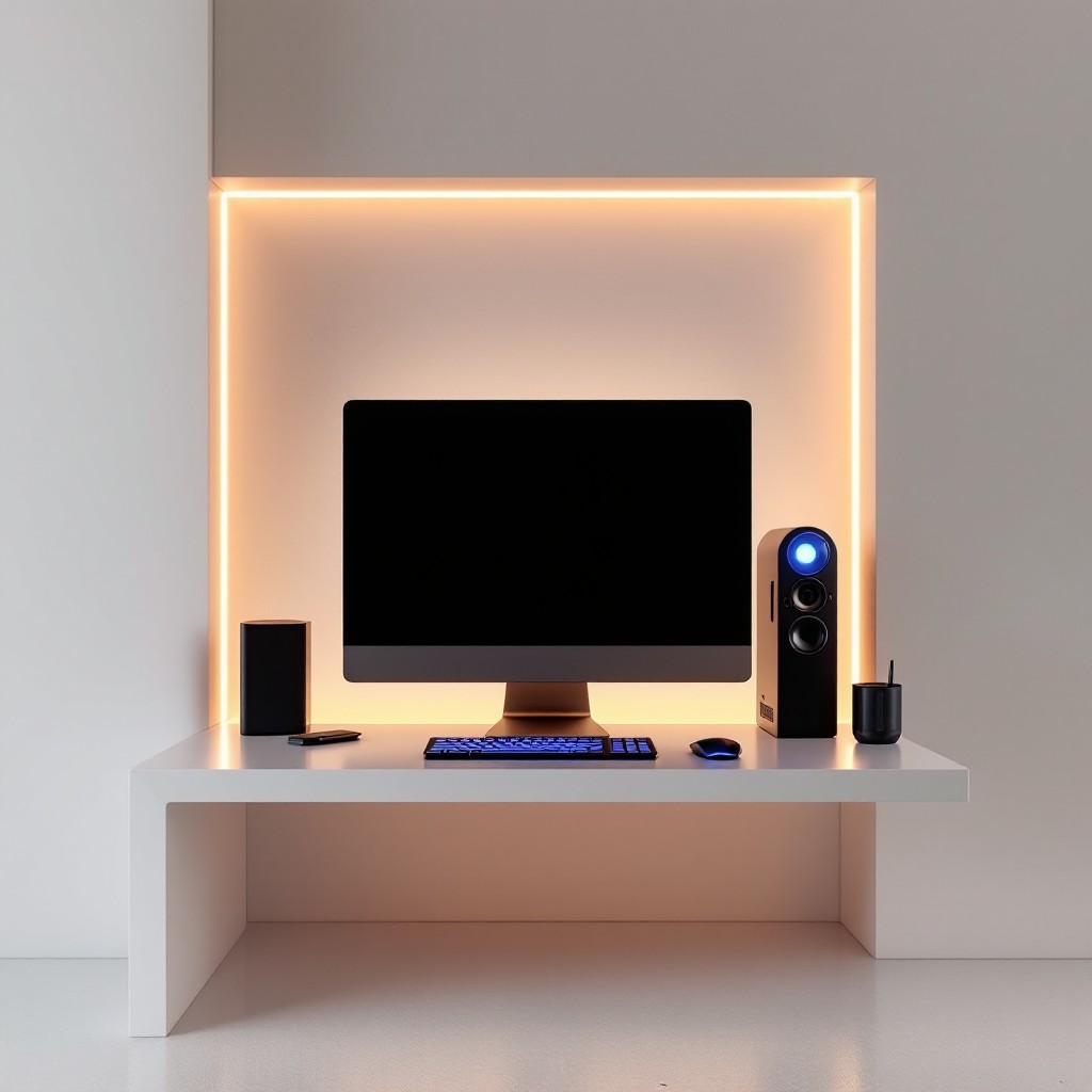 Free Minimal Backlit Workspace Image - Minimal, Modern, Workspace ...