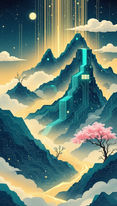 Free Digital Mountain Dreams Image - Cyberpunk, Japanese, Digital ...