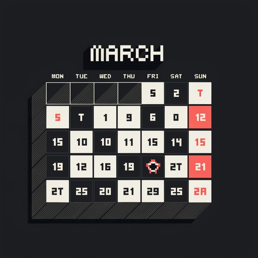 Pixel Calander Free Pixel Calendar March Image - Pixel, Calendar, March | Download at ...