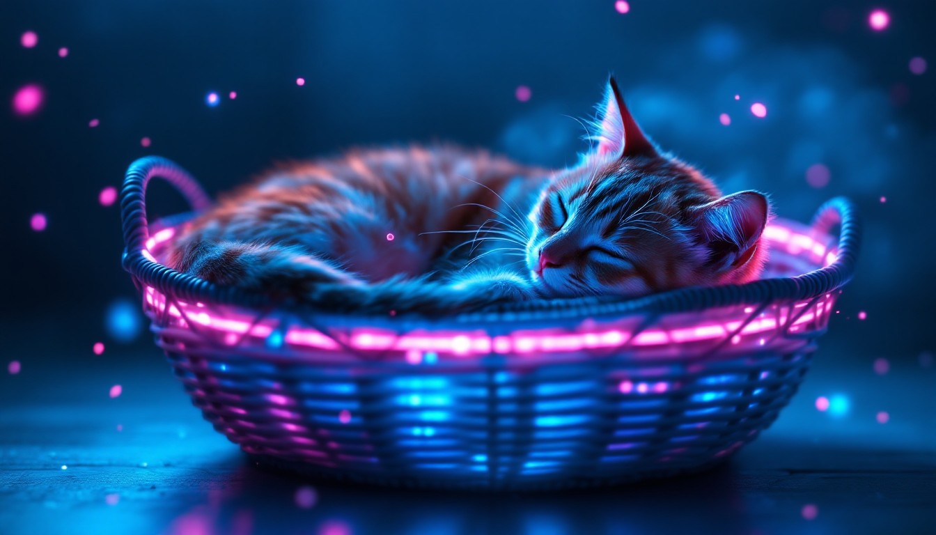 Free Neon Cat Dreams Image - Cat, Cyberpunk, Neon | Download at StockCake