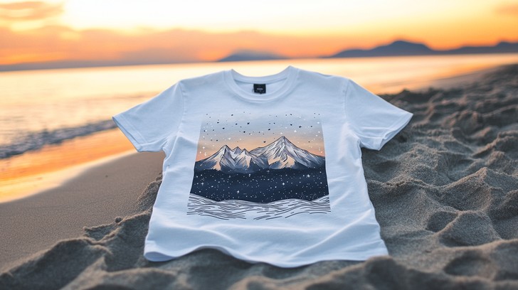 Download Beachside T-shirt Display Image - Sunset, Beach, T-shirt