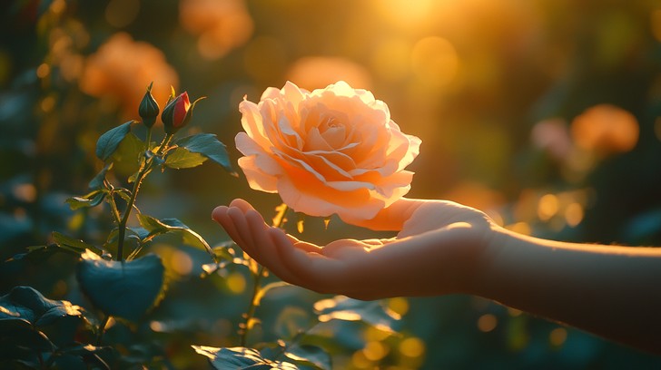 Free Hand cradling rose Image - Rose, Hand, Sunlight | Download at ...