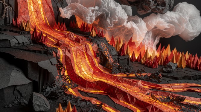 Volcano Using Paper Free Volcanic Paper Sculpture Image - Volcano, Lava, Origami | Download ...