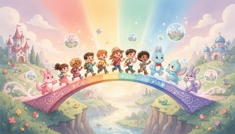 Free Rainbow Bridge Adventure Image - Rainbow, Bridge, Children ...